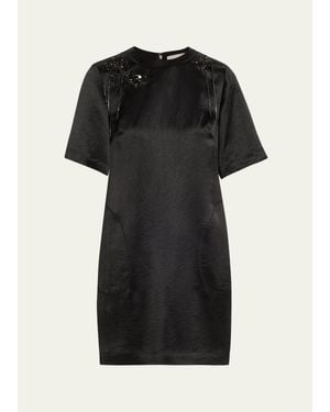 Jason Wu Embellished Applique Mini Shift Dress - Black