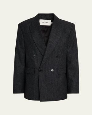 FRAME Pinstripe Wool Blazer - Black
