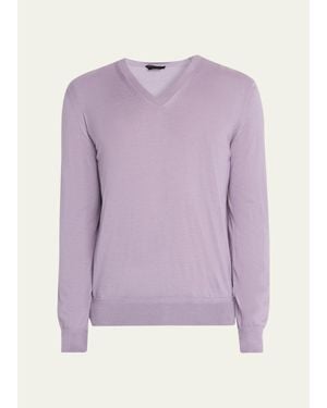 Tom Ford Cashmere And Silk V-Neck Sweater - Purple