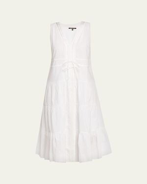 Kobi Halperin Edison Tiered Geo-Embroidered Midi Dress - White