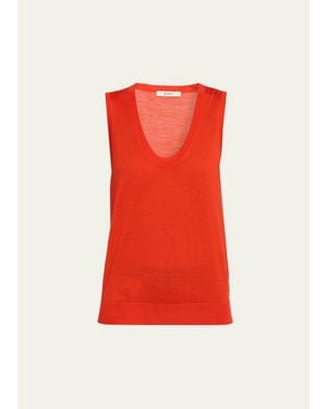 6397 Wool-Cashmere Scoop-Neck Vest - Red
