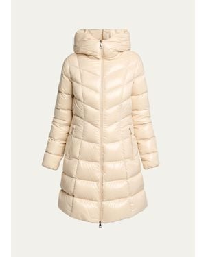 Moncler Marusse Hooded Mid-Length Down Jacket - Natural