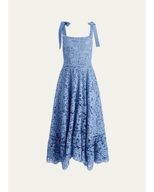 Alice + Olivia Rosee Lace Bustier Midi Dress - Blue