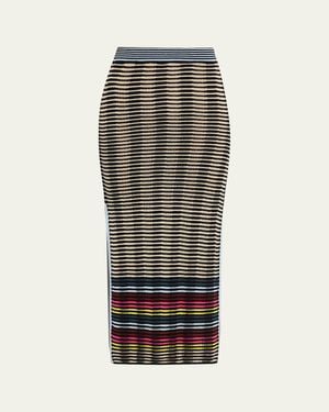 Christopher John Rogers Wave Knit Midi Pencil Skirt - Black