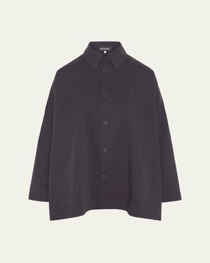 Eskandar Wide Button-Down Shirt - Blue