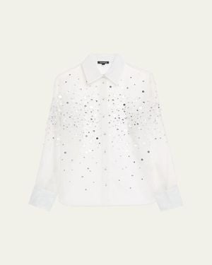 retroféte Eugenia Embellished Sheer Blouse - Natural