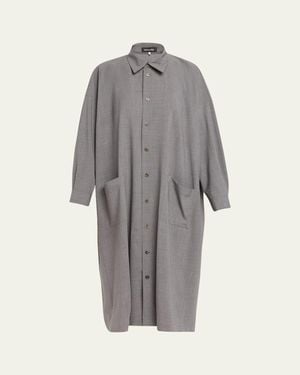 Eskandar Angle To Front Side Seam Shirtdress With Collar - Gray