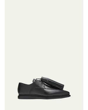 Sacai Tassel Leather Pointed-Toe Moccasins - Black