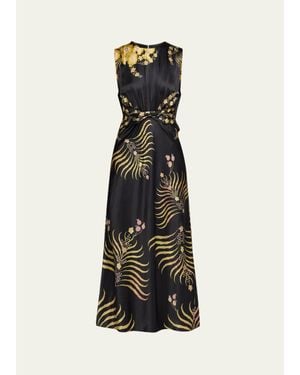 Saloni Gwen Printed Silk Dress - White