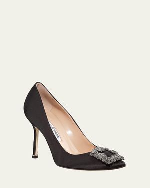 Manolo Blahnik Hangisi 105mm Satin High-heel Pumps - Black