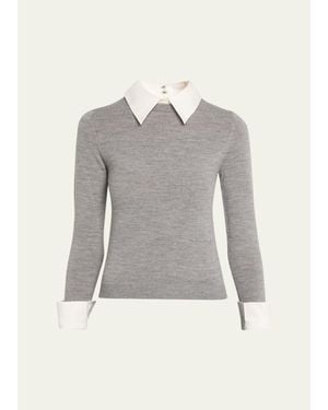 Alice + Olivia Porla Collared Sweater - Gray