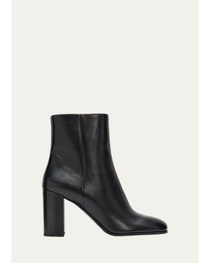 Prada 85Mm Triangle Logo Leather Ankle Boots - Black