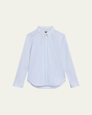 Nili Lotan Dyllan Striped Shrunken Button-Down Shirt - Blue
