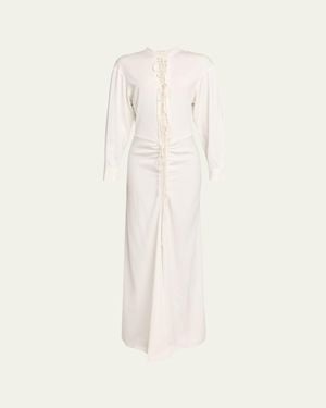 Christopher Esber Bertoia Long-Sleeve Lace-Front Dress - Natural
