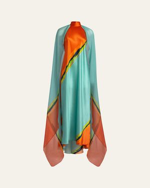 Silvia Tcherassi Sabina Cape Halter Maxi Dress - Blue