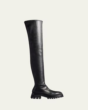 KHAITE Fallon Leather Over-The-Knee Boots - Black