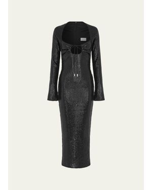 16Arlington Solaria Sequined Midi Dress - Black