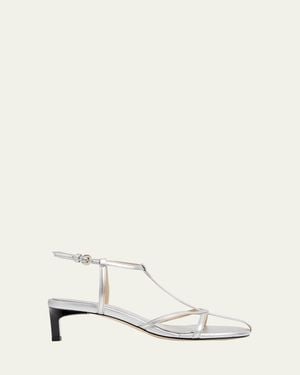 Dear Frances Tee Metallic Leather Sandals - Natural