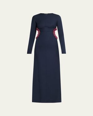 DIOTIMA Helm Embellished Cutout Long-Sleeve Maxi Dress - Blue