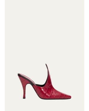 Alaïa 100Mm Court Croc-Embossed Leather Mules - Pink