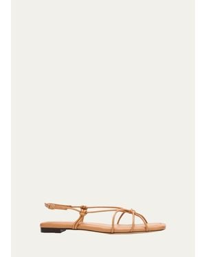Loeffler Randall Karly Strappy Flat Leather Sandals - Natural