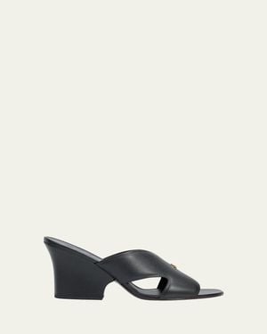 Loro Piana 80Mm Vera Leather Block-Heel Mules - Black