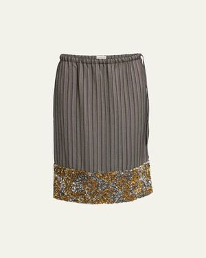 Dries Van Noten Scotts Embellished Stripe Jacquard Pencil Skirt - Gray
