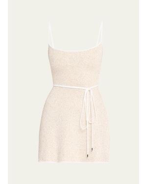 retroféte Gisele Metallic Knit Mini Dress - Natural