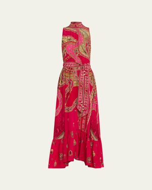 CAMILLA Tie-Neck Maxi Dress - Red