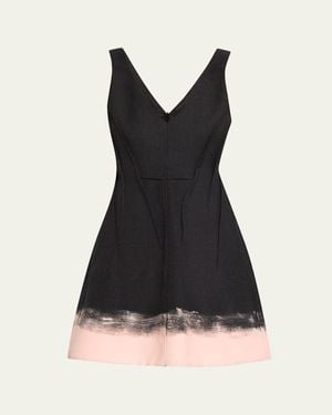 Jason Wu Glen Plaid Sleeveless Painted-Hem Mini Dress - Black