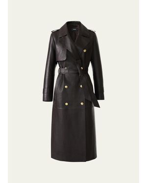 Mackage Gael-Nv Croc-Embossed Leather Trench Coat - Black
