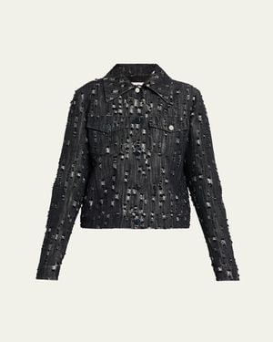 Michael Kors Frayed Cotton Denim Jean Jacket - Black