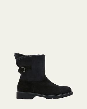 La Canadienne Hadley Shearling-Lined Suede Boots - Black