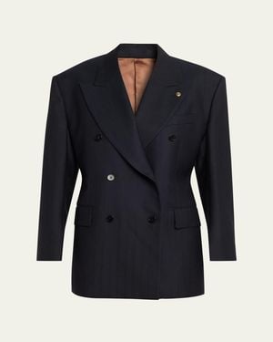 Versace Oversized Double-Breasted Blazer - Blue