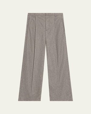 Vince Roma Check High-Rise Wool-Blend Pants - Gray