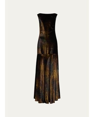 Kiton Velvet Draped Open-Back Sleeveless Gown - Multicolor