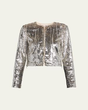 Ramy Brook Sapphire Cropped Sequin Jacket - White
