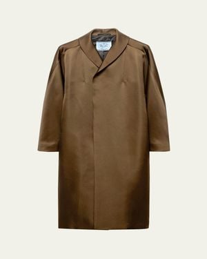 Prada Silk Open Overcoat - Natural