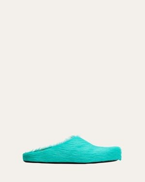 Marni Fussbett Calf Hair Sabot Mules - Green