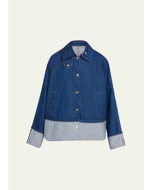 Brandon Maxwell Wells Trapeze Denim Jacket - Blue
