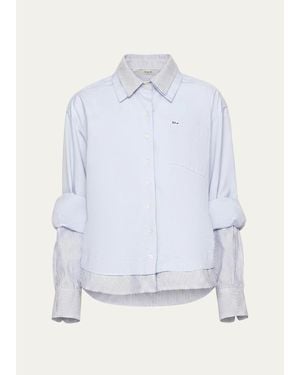 Sea Zayna Double-Layer Cotton Button-Front Shirt - Blue