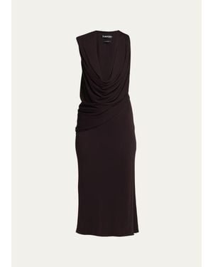 Tom Ford Plunging Cowl-Neck Jersey Body-Con Dress - Blue