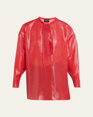 Giorgio Armani Oversized Shiny Silk-Blend Tunic - Red