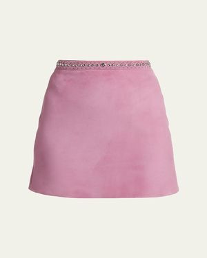 Versace Embellished Lamb Suede Mini Skirt - Pink