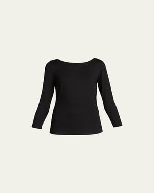 Akris Punto Three-Quarter-Sleeve Jersey Top - Black