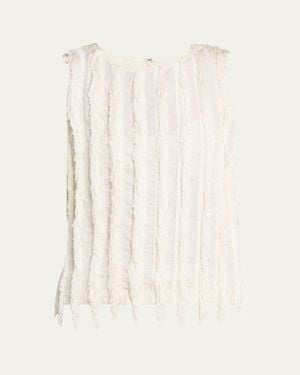 Zankov Sleeveless Fringe Stripe Top - Natural