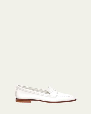 Santoni Marlene Leather Penny Loafers - Natural