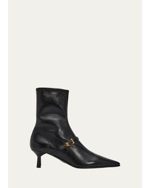 Prada 55Mm Stivaletti Leather Ankle Booties - White