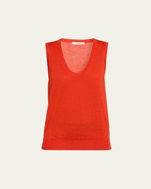 6397 Wool-Cashmere Scoop-Neck Vest - Red