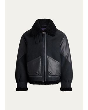 Ralph Lauren Lutton Shearling Aviator Jacket - Black